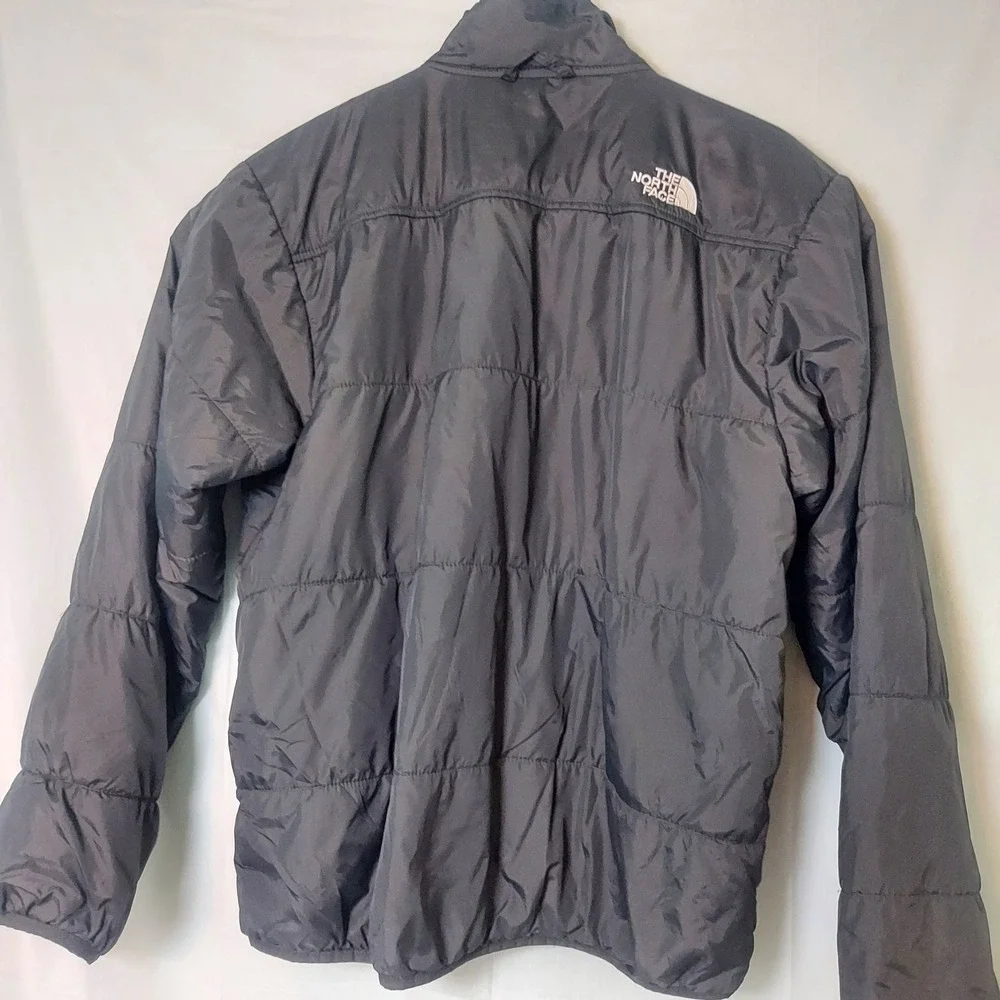The North Face HyVent Men Jacket Gray Black Reflective Zip Hooded Outdoor M Read